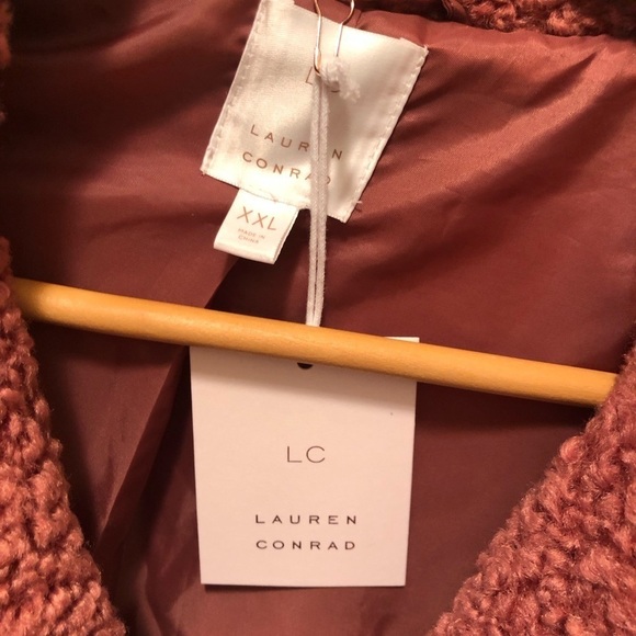 Lauren Conrad Shabby Teddy Coat Double Breasted Sz XXL Mauve Furry Cozy Fall NWT - Picture 5 of 7